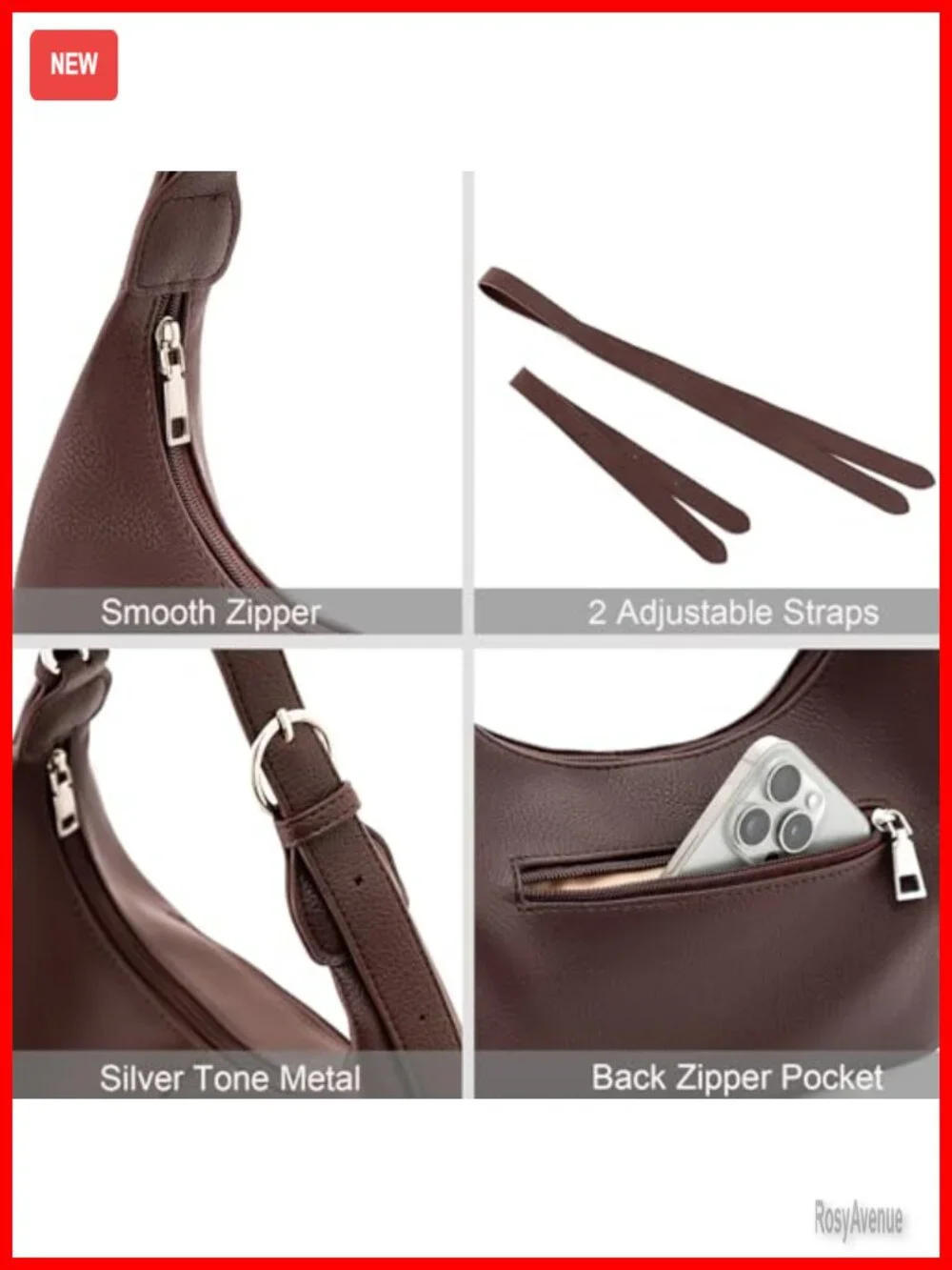 Soft Faux Leather Hobo Crescent Shoulder Crossbody Purse